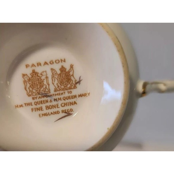 (3) PARAGON By Appt Her Majesty DW Blue Gold Floral Teacup Saucer & Side Plate - Picture 7 of 9